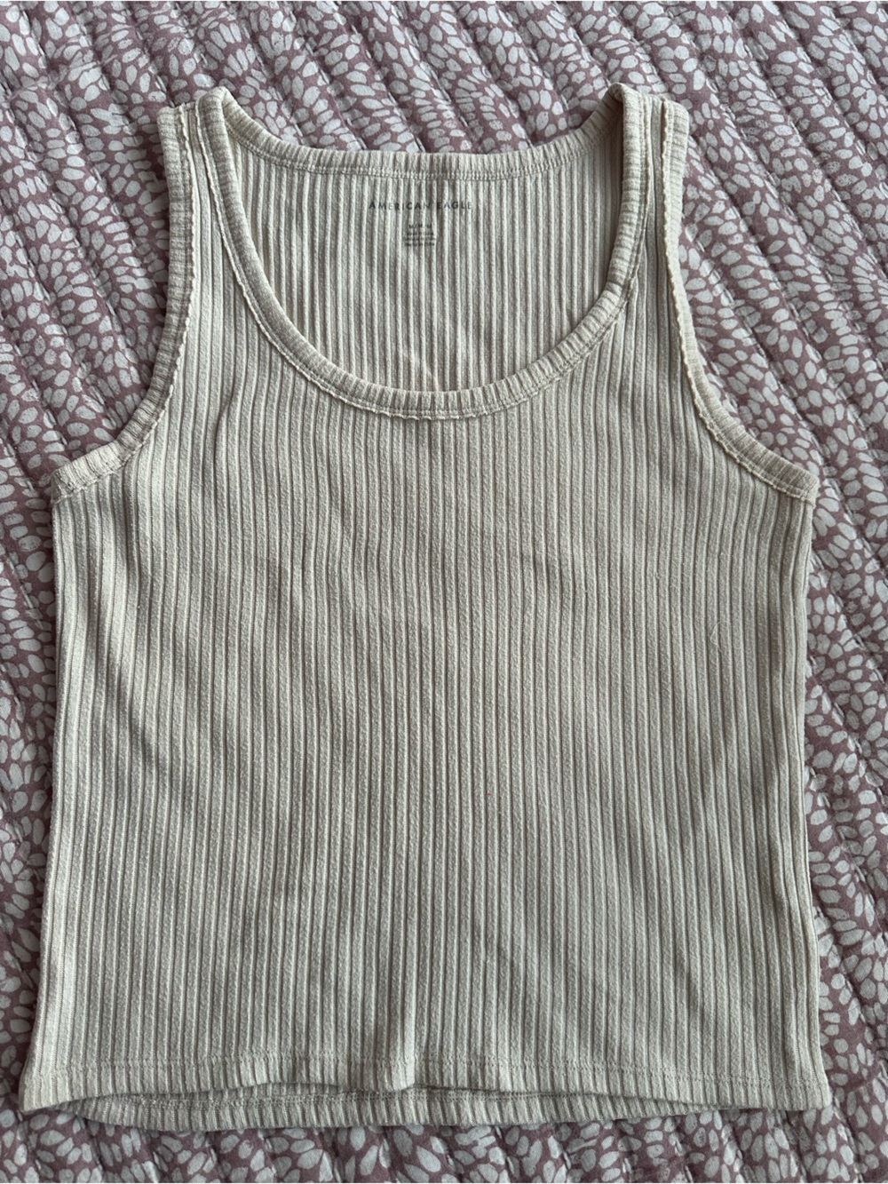 American Eagle Outfitters Ribbed Tank Top in Cream